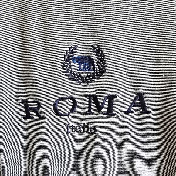 Roma Italia Gray Striped Soft Cotton Tee Medium - Picture 3 of 10